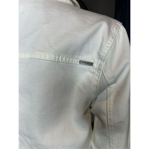 Prana White Slate Rim Denim Jacket Sz Medium Distressed - Picture 5 of 8